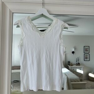 Vintage Cotton. White Lace Tank Top